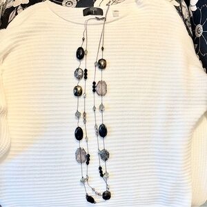 New York & Company Black and Silver Long Necklace